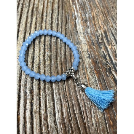Bracelet pompon bleu