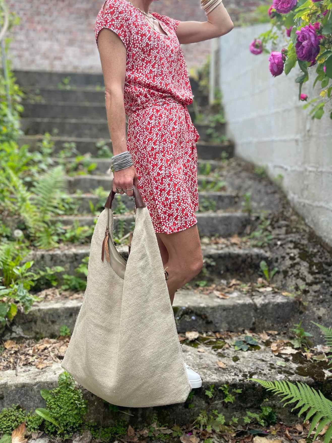 Robe droite imprimée rouge