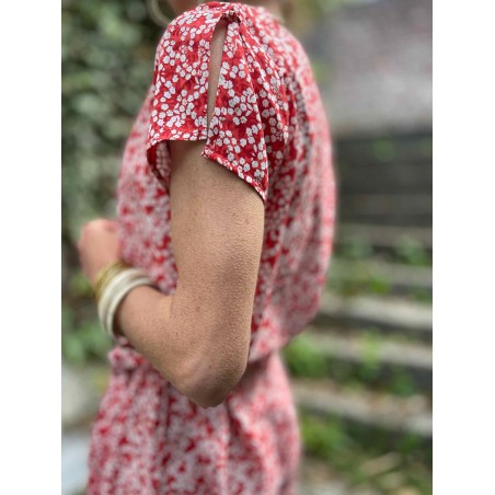Robe droite imprimée rouge