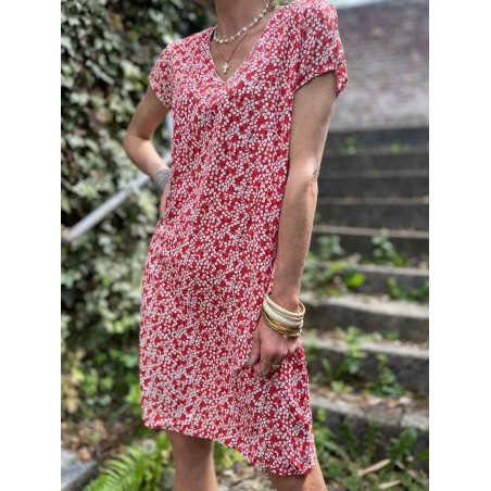 Robe droite imprimée rouge