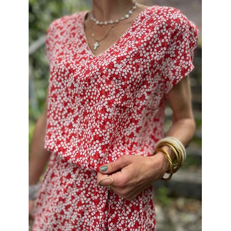 Robe droite imprimée rouge