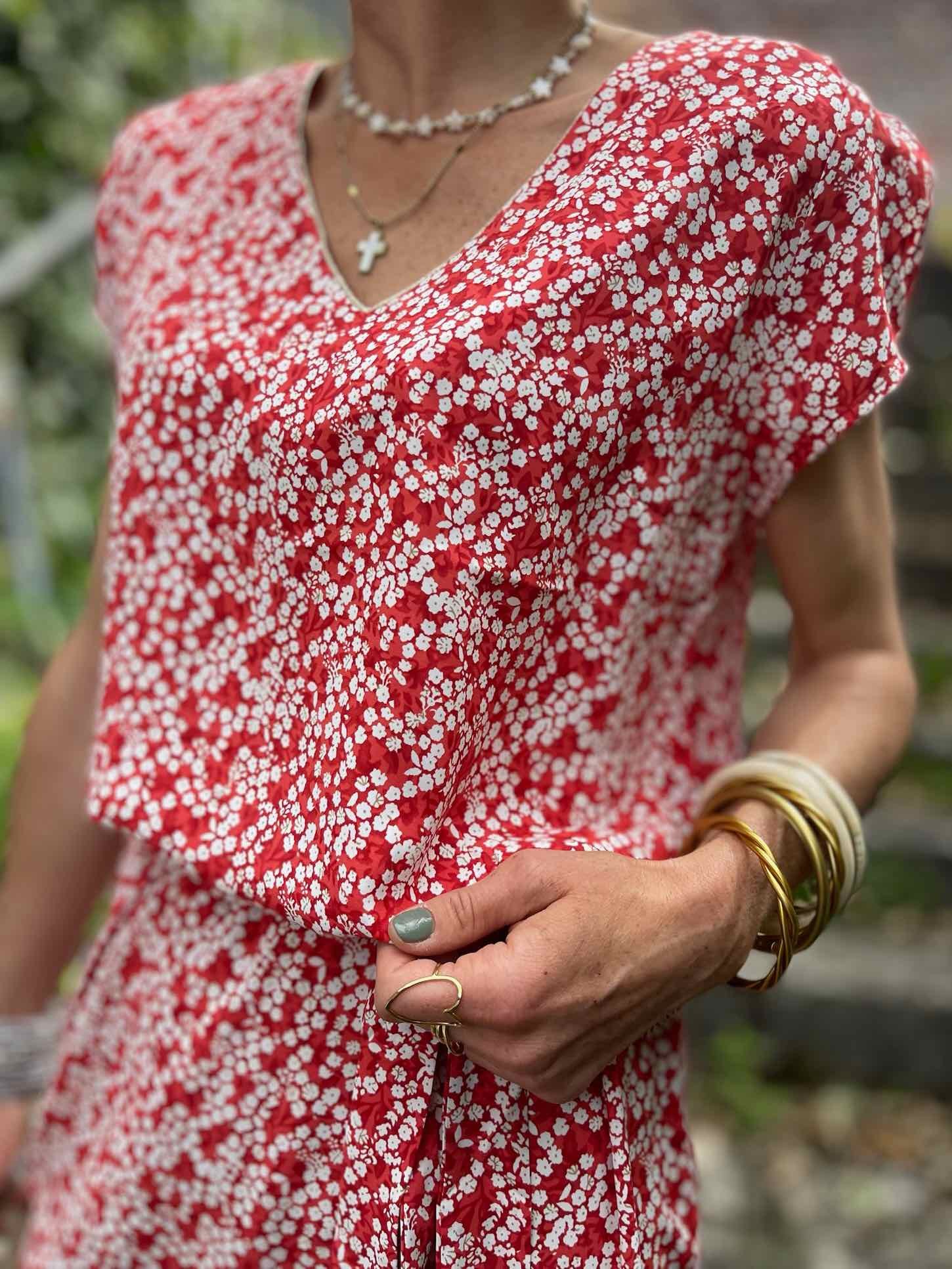 Robe droite imprimée rouge
