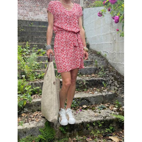Robe droite imprimée rouge
