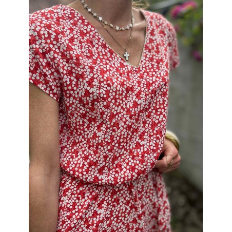 Robe droite imprimée rouge