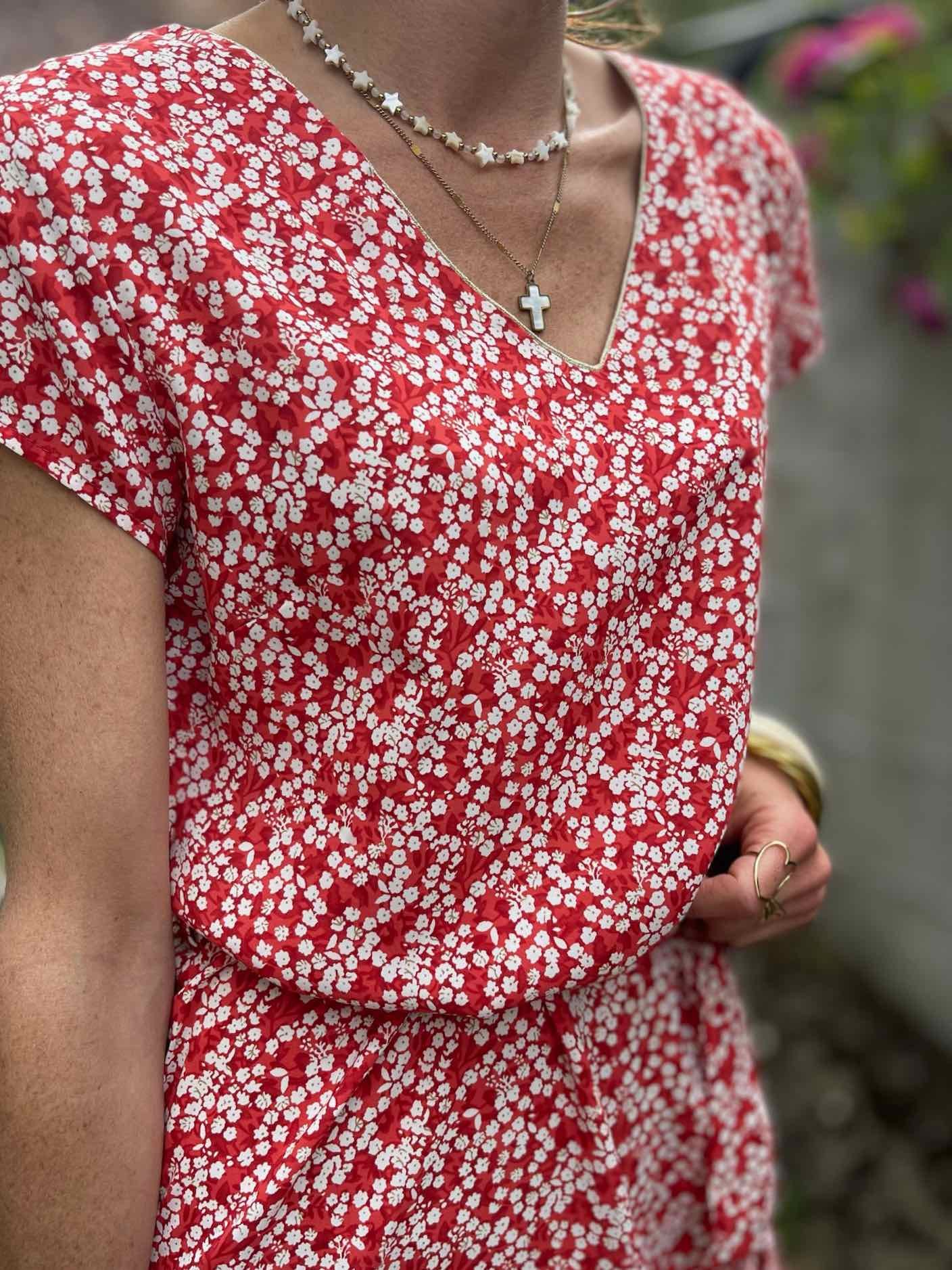 Robe droite imprimée rouge