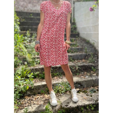 Robe droite imprimée rouge