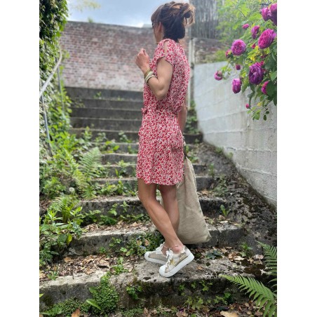 Robe droite imprimée rouge