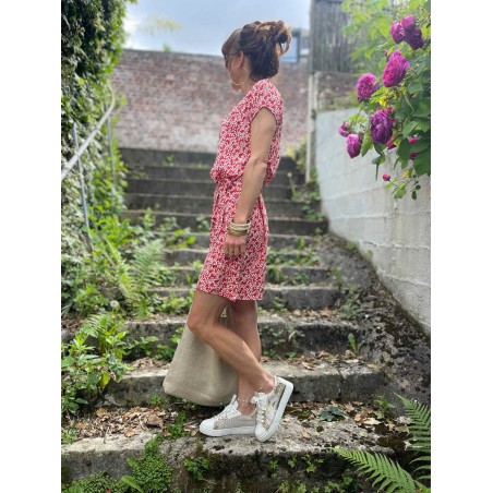 Robe droite imprimée rouge