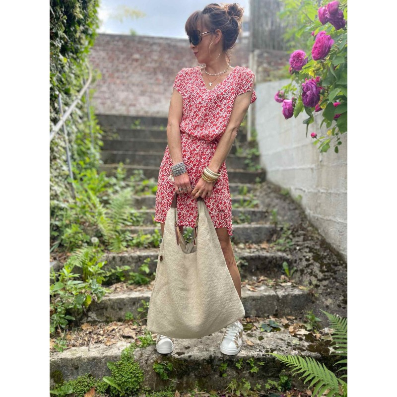 Robe droite imprimée rouge