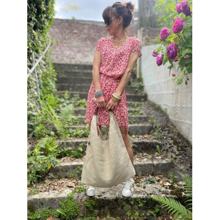 Robe droite imprimée rouge