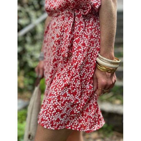 Robe droite imprimée rouge
