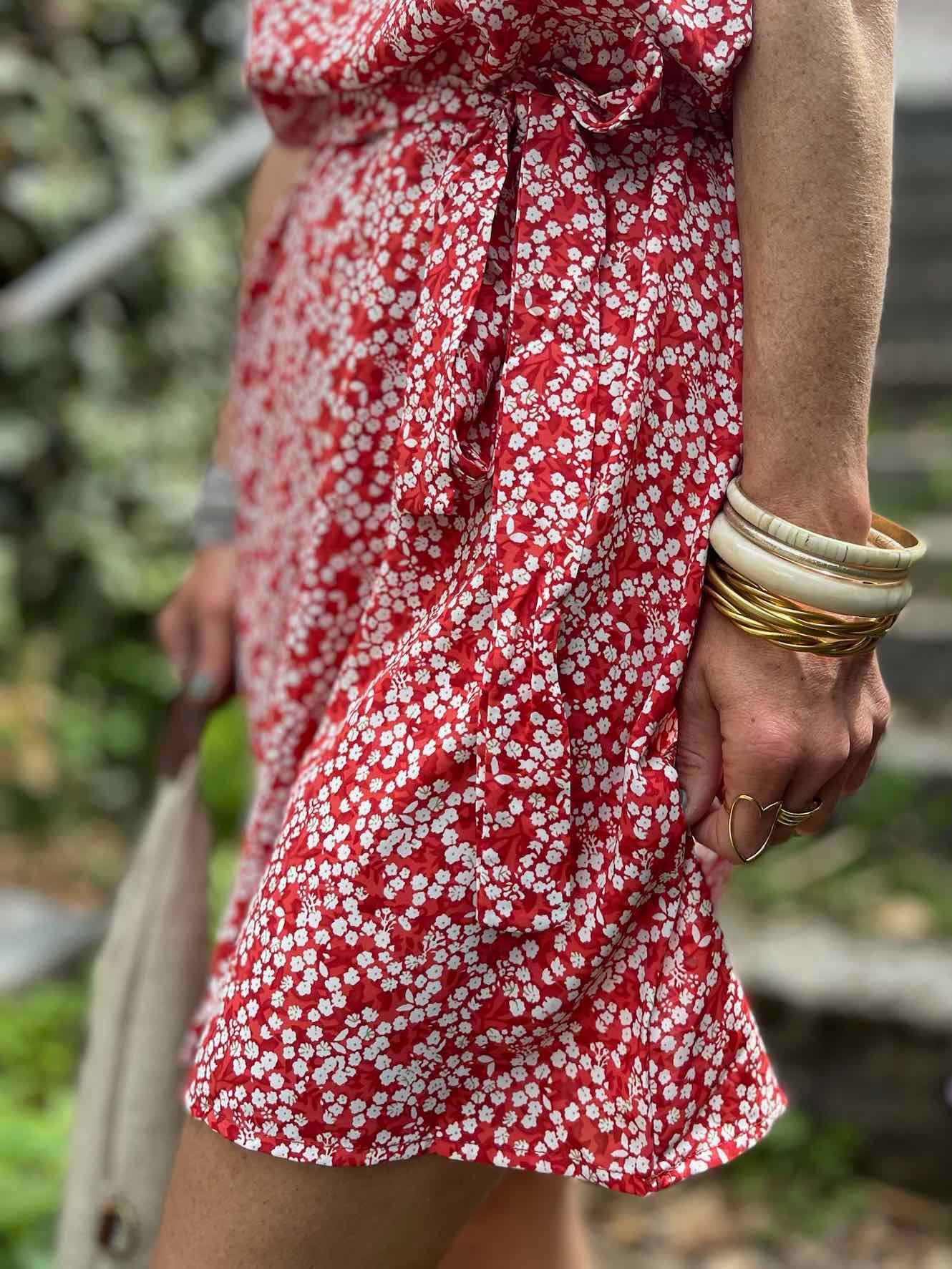 Robe droite imprimée rouge