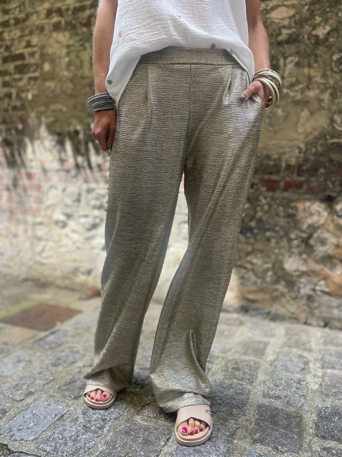 Pantalon flare gold