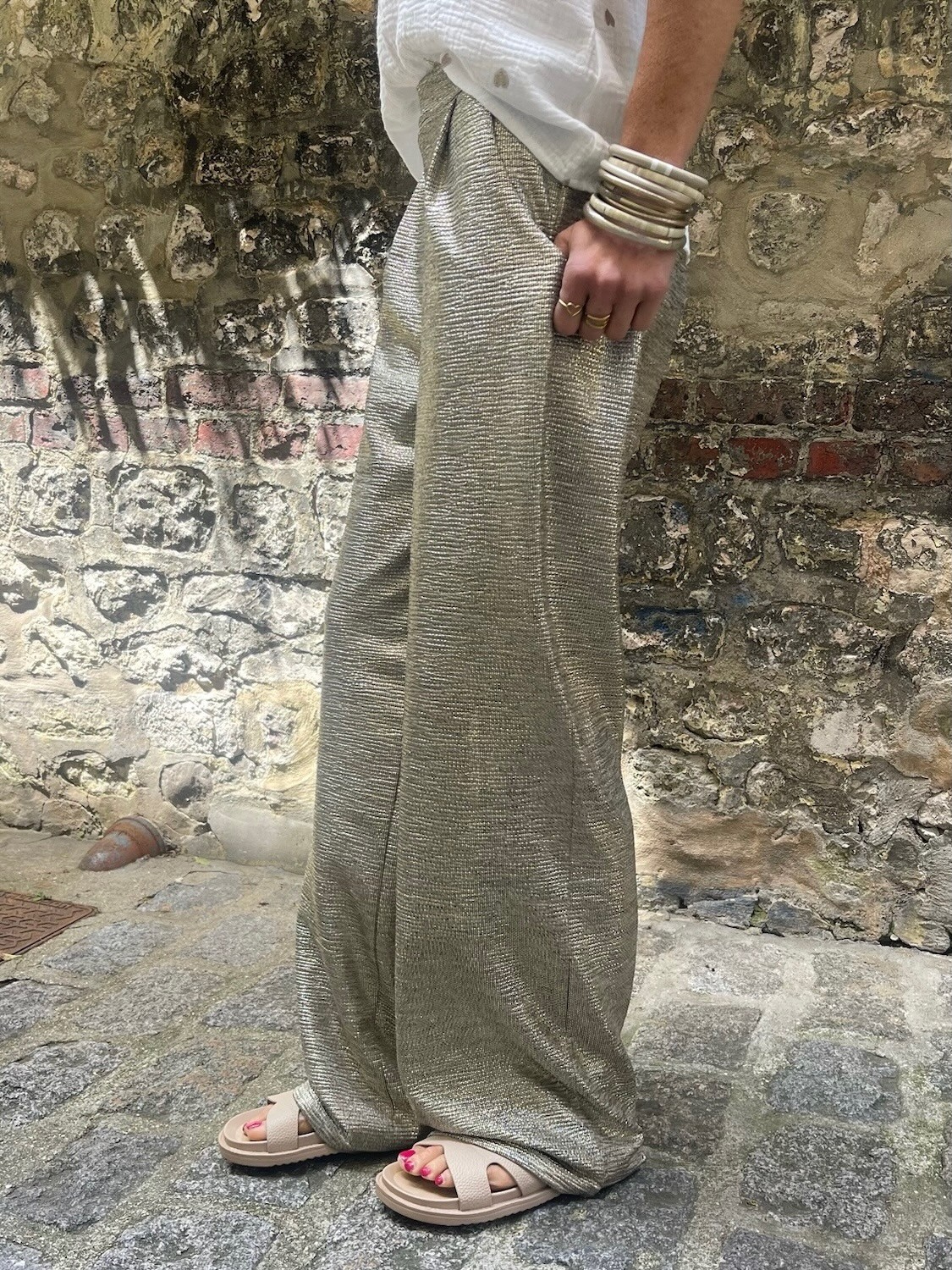 Pantalon flare gold