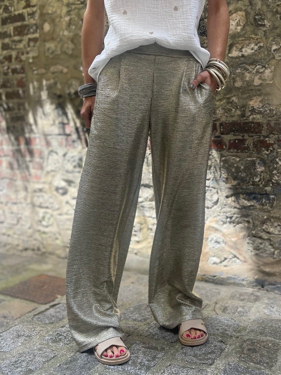 Pantalon flare gold