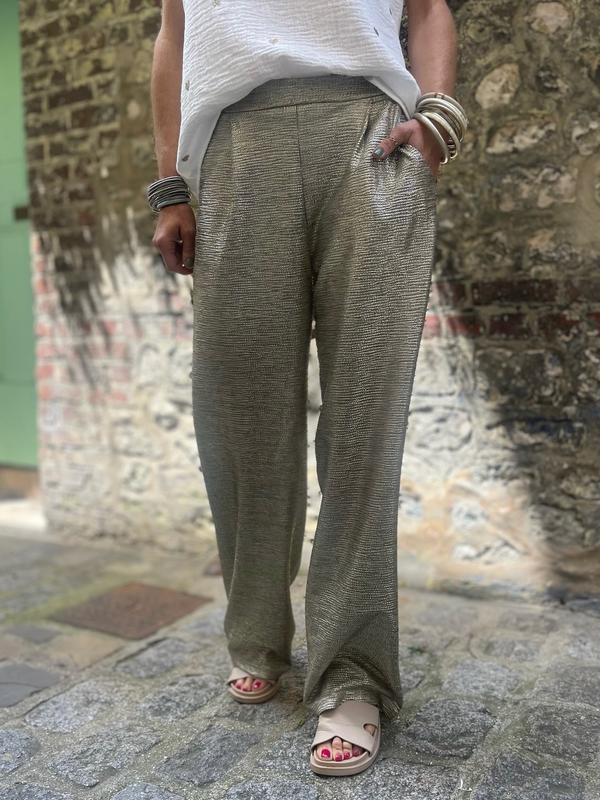 Pantalon flare gold