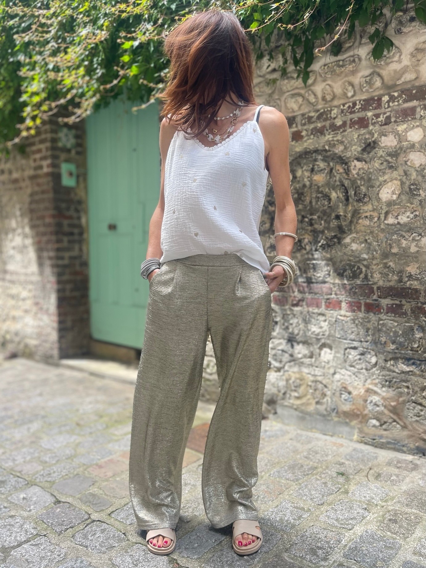 Pantalon flare gold