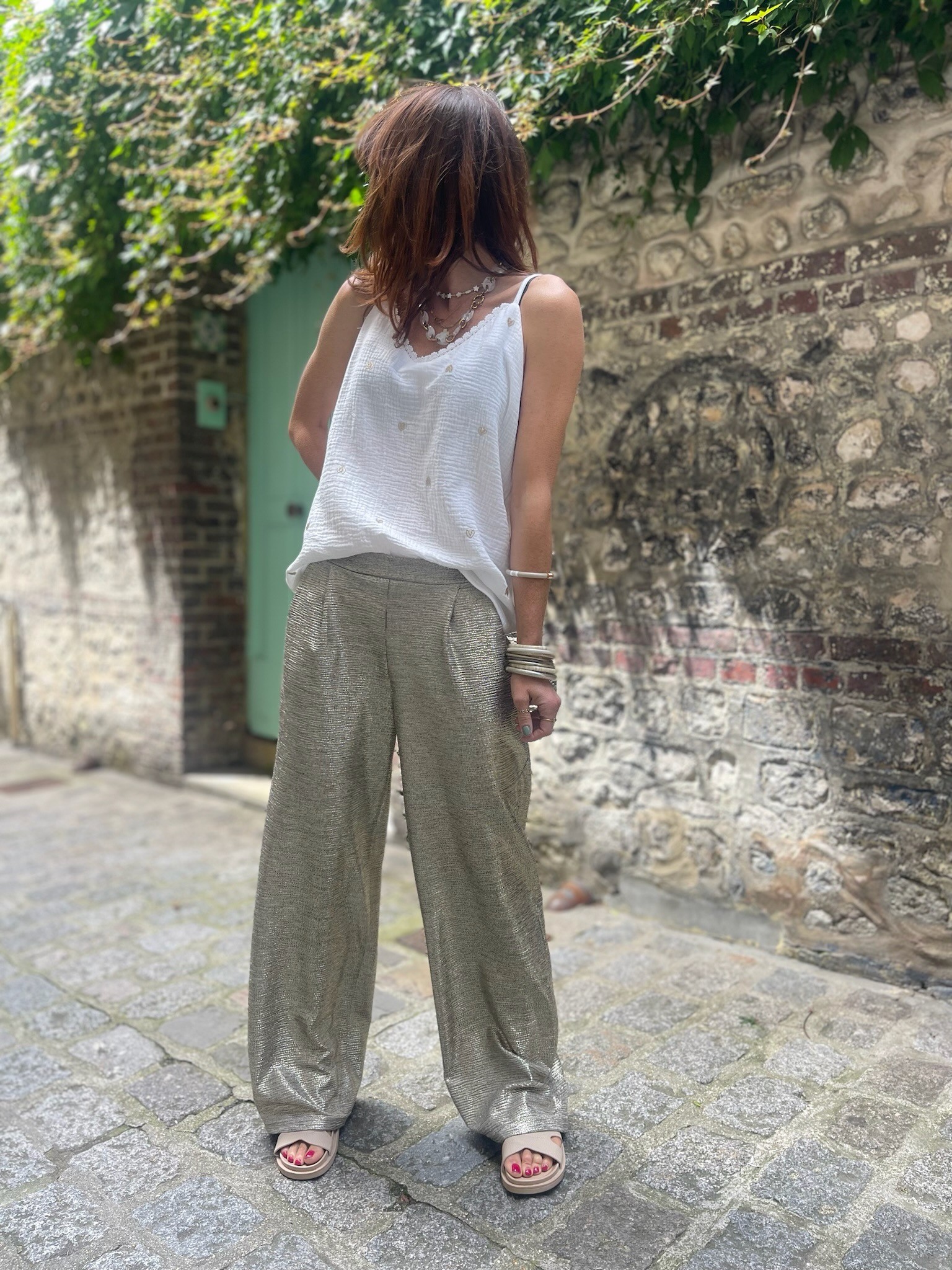 Pantalon flare gold