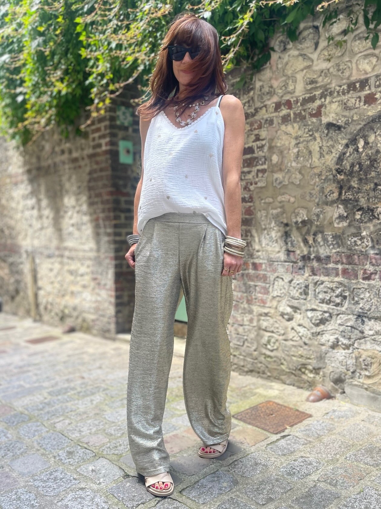 Pantalon flare gold