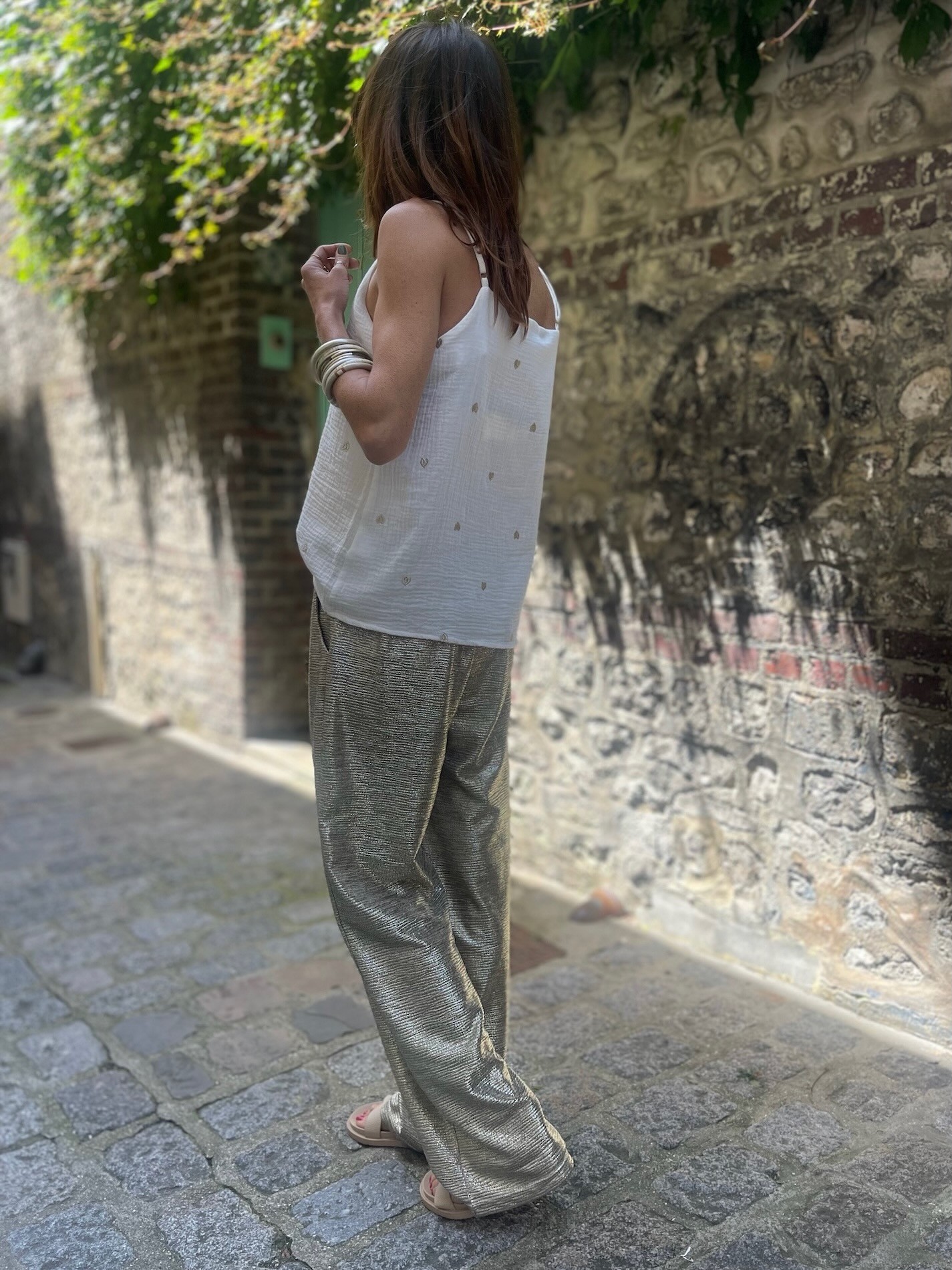 Pantalon flare gold