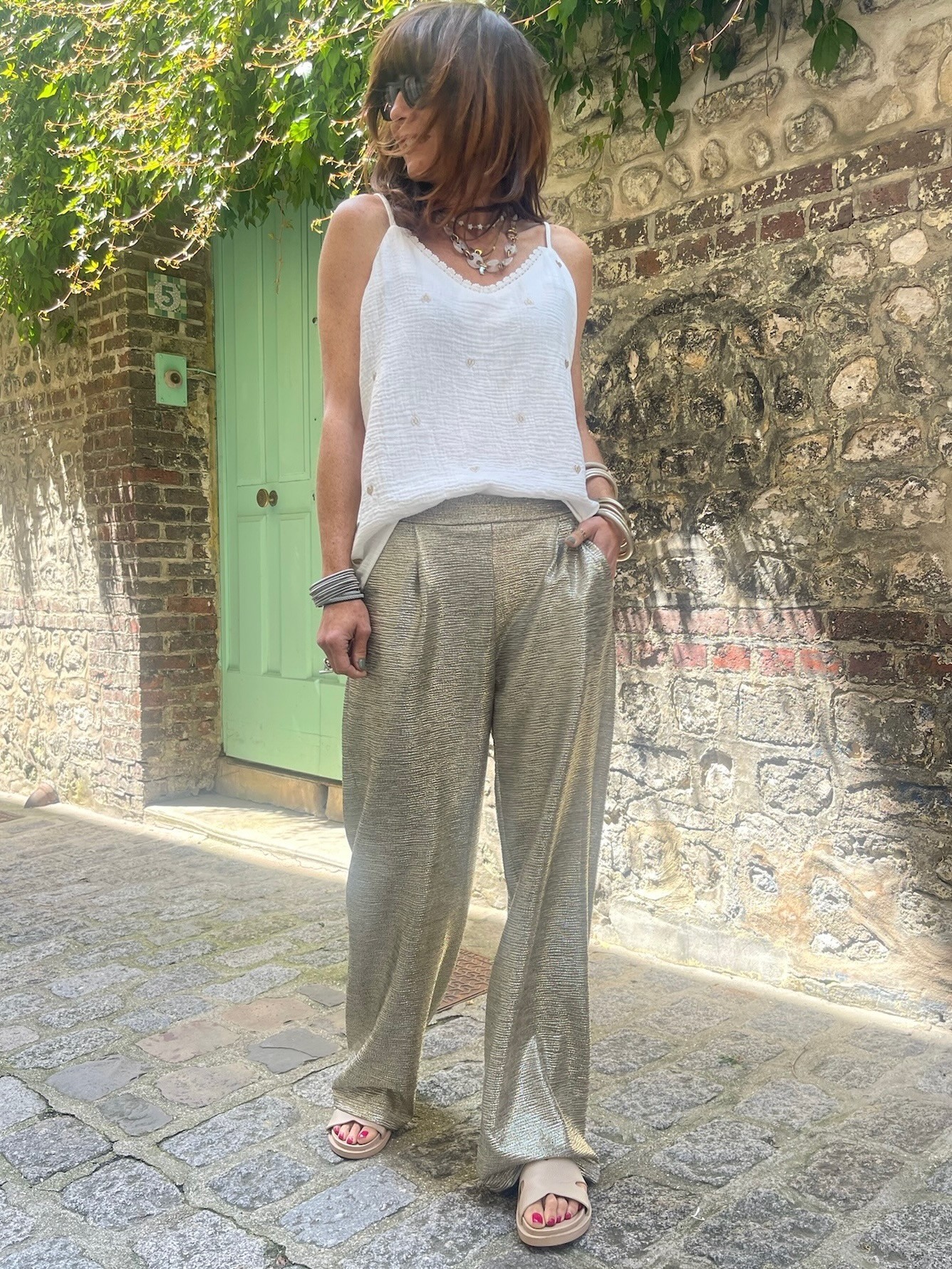 Pantalon flare gold