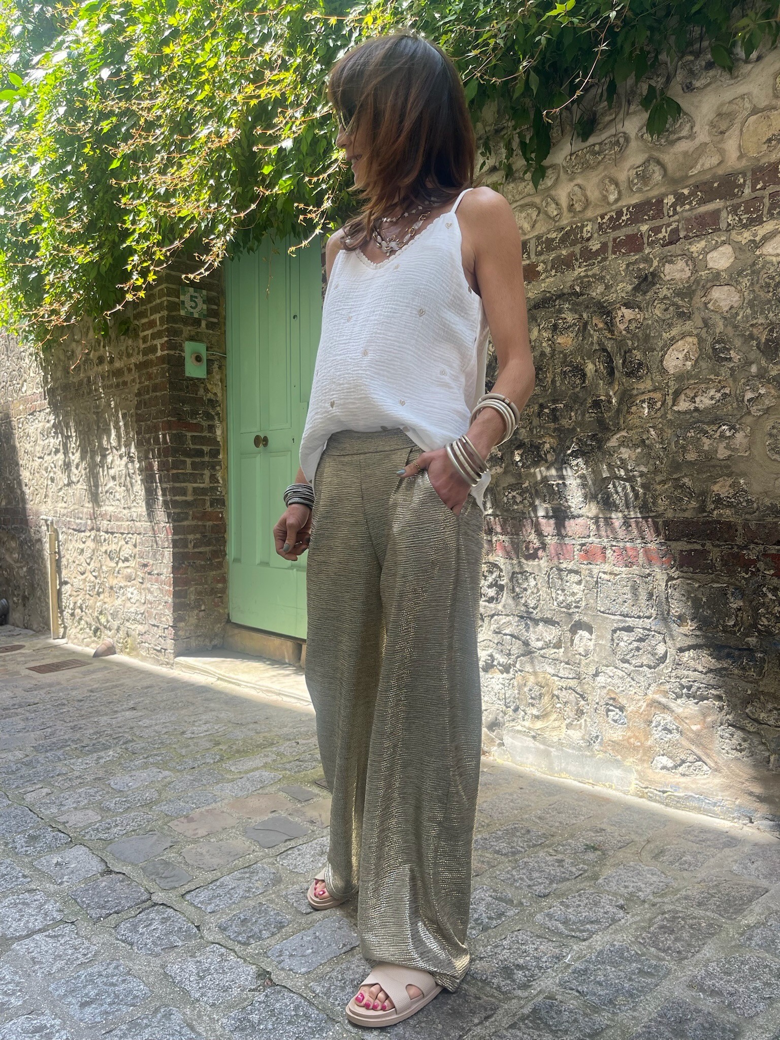 Pantalon flare gold