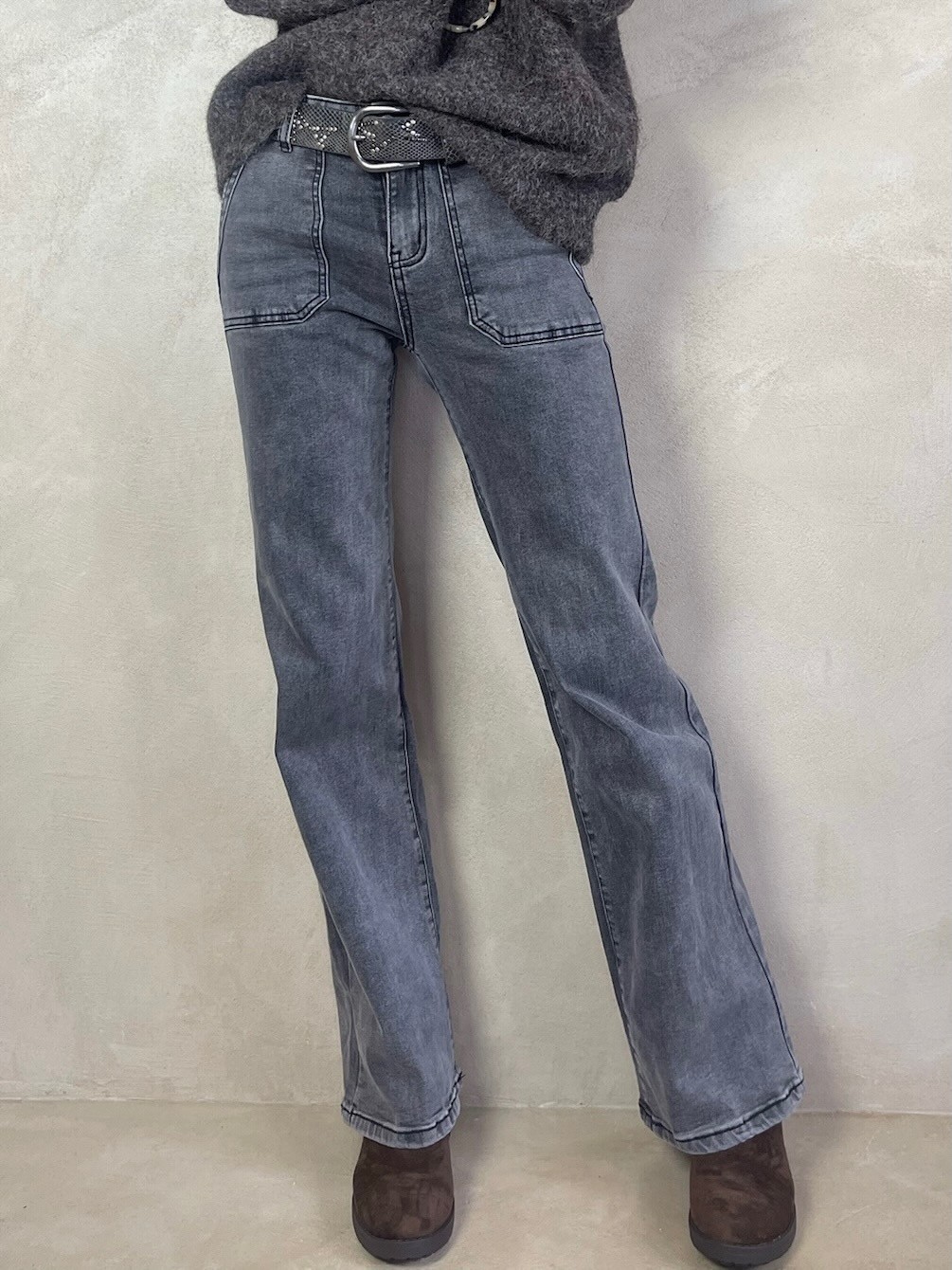 Jean flare gris