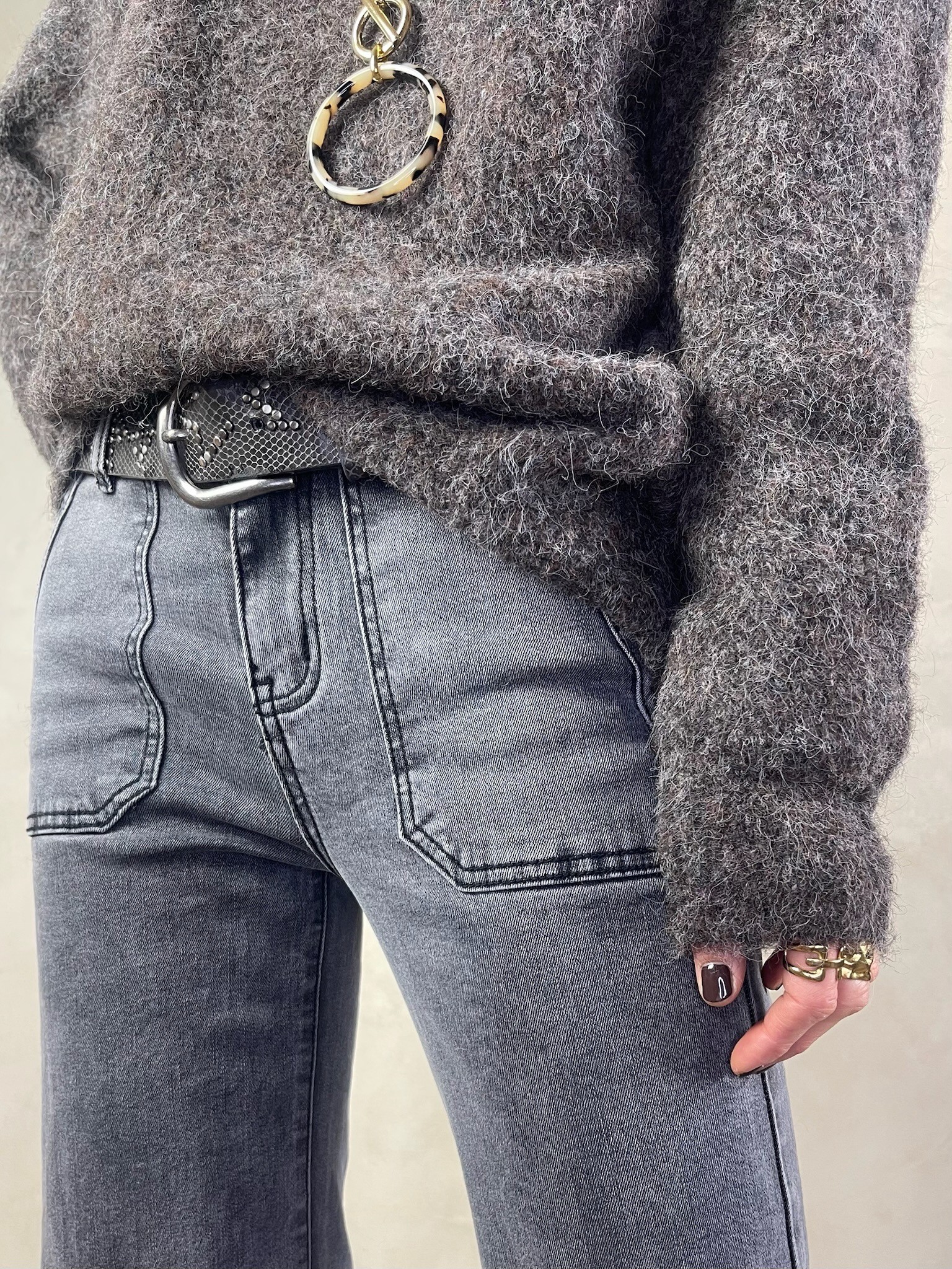 Jean flare gris