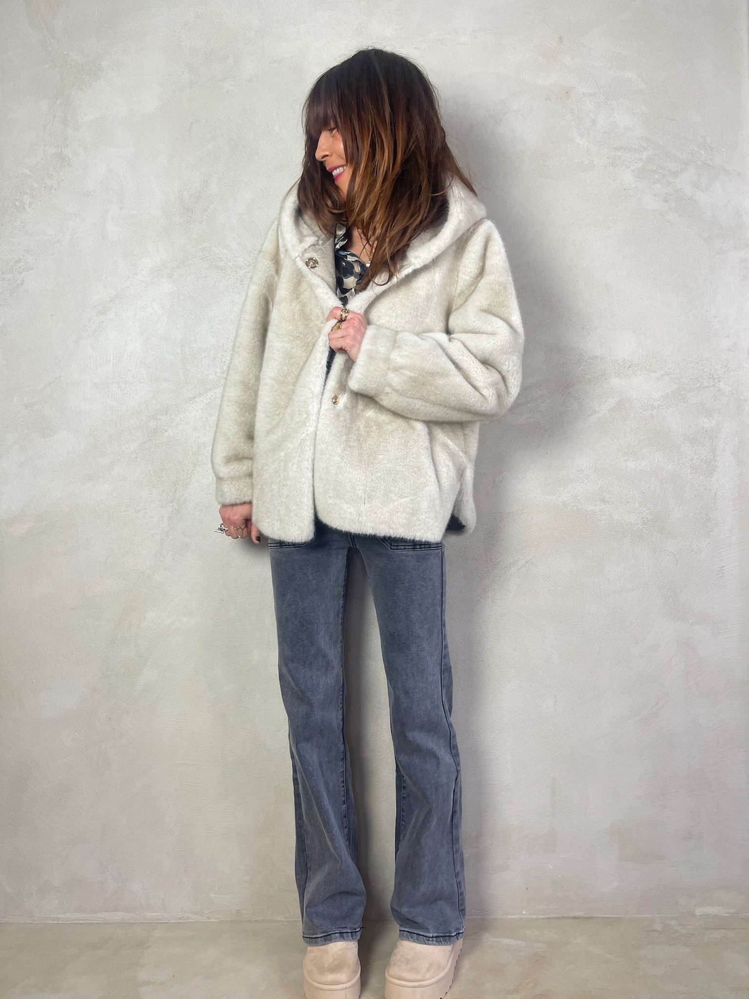 Jean flare gris