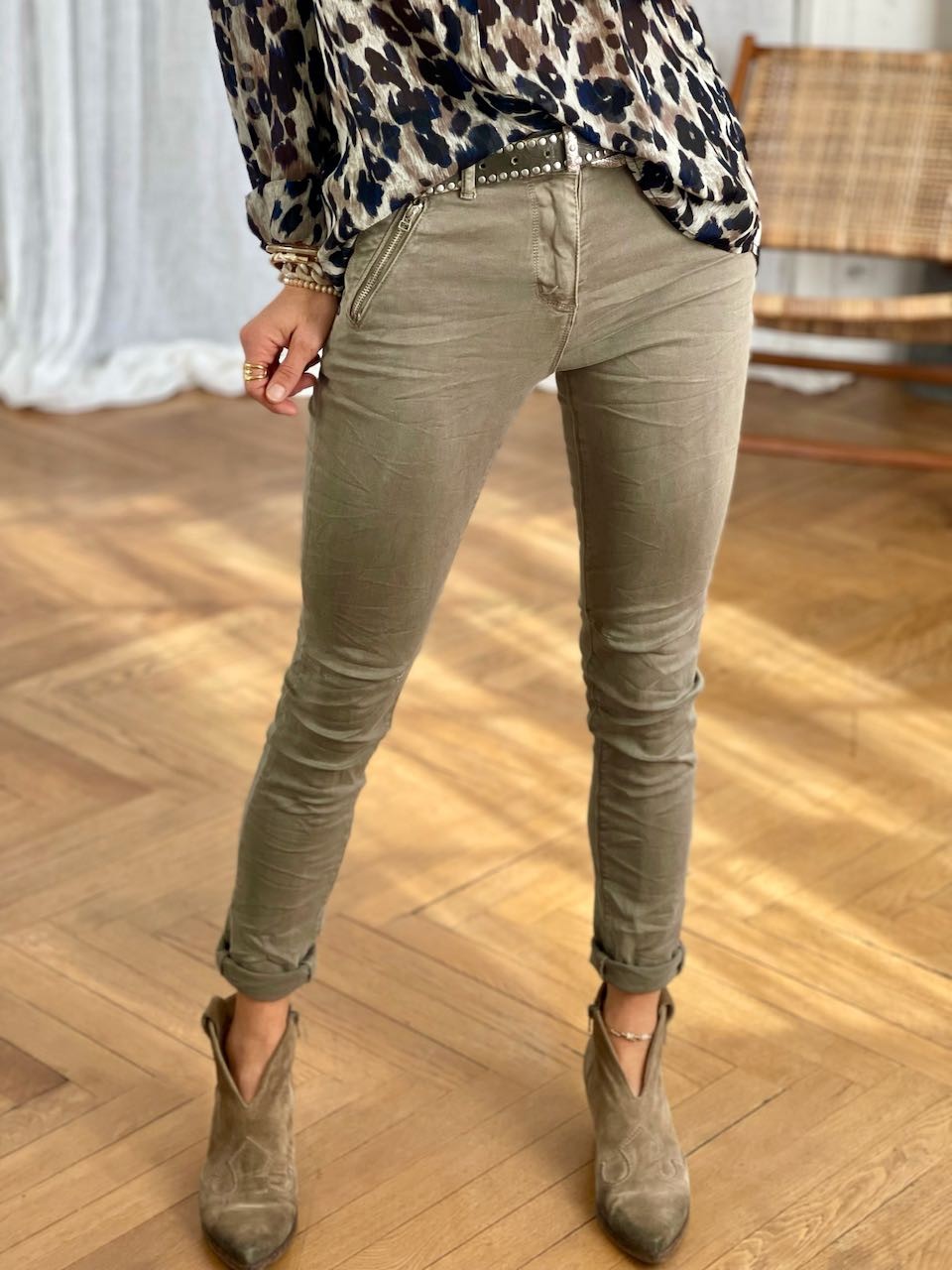 Jeans zip Taupe