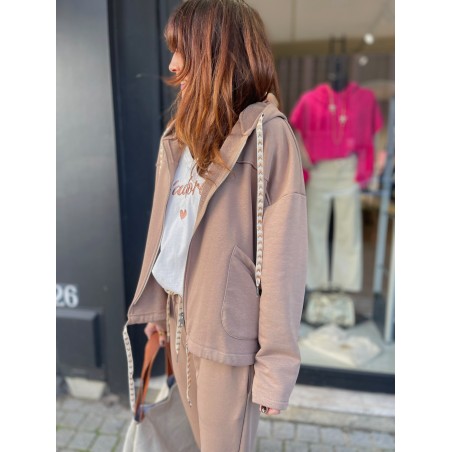 Sweat cordon coeur camel