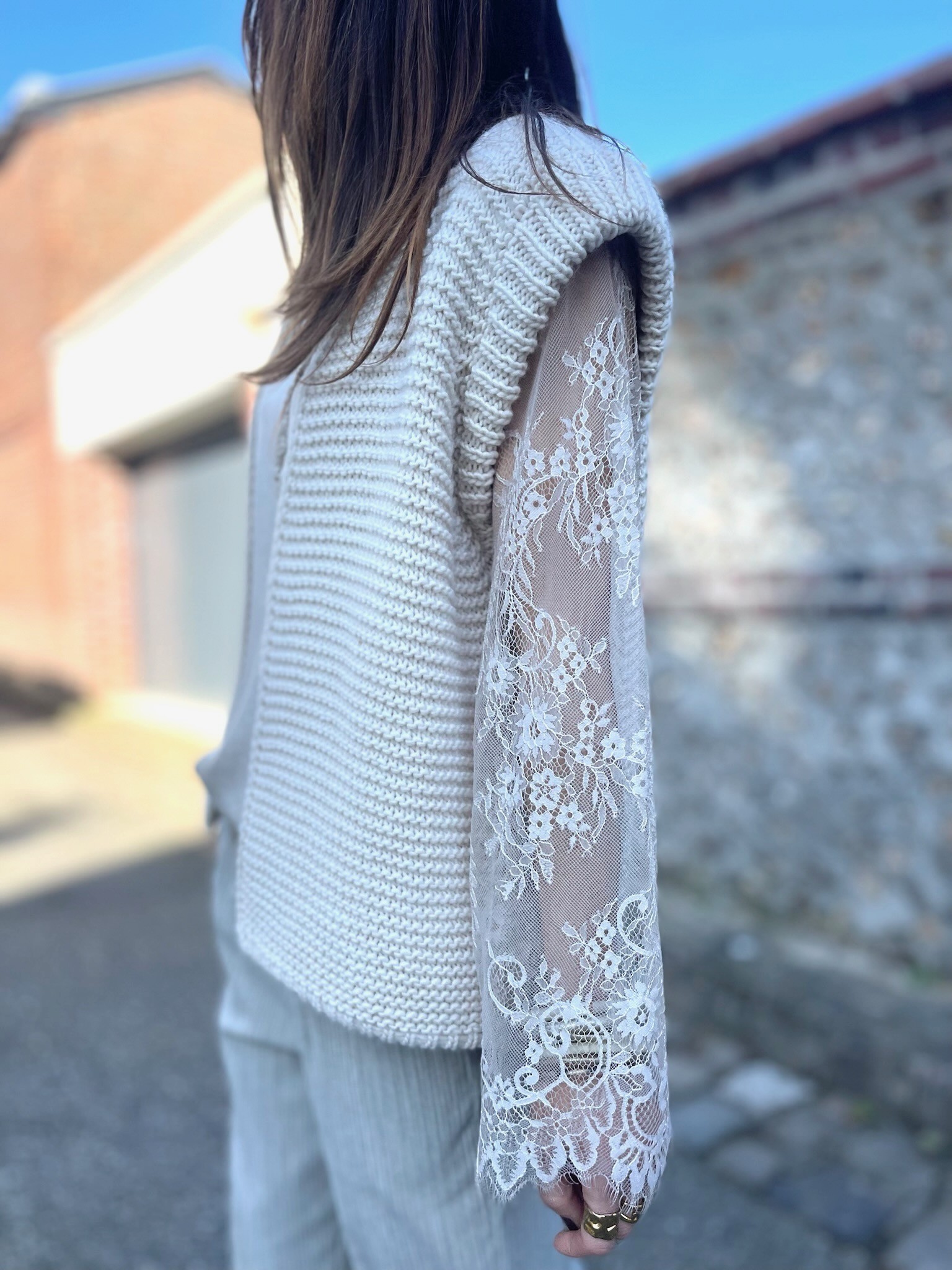 Gilet maille beige