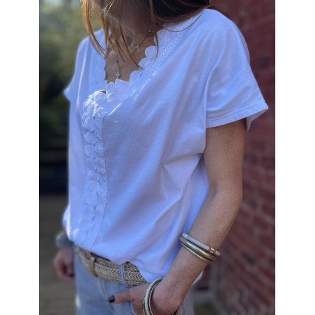 Top broderie blanc