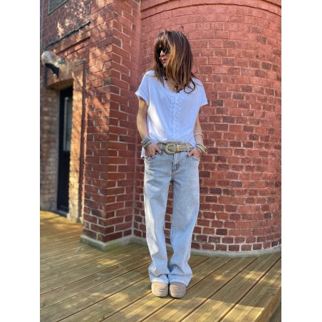 Top broderie blanc