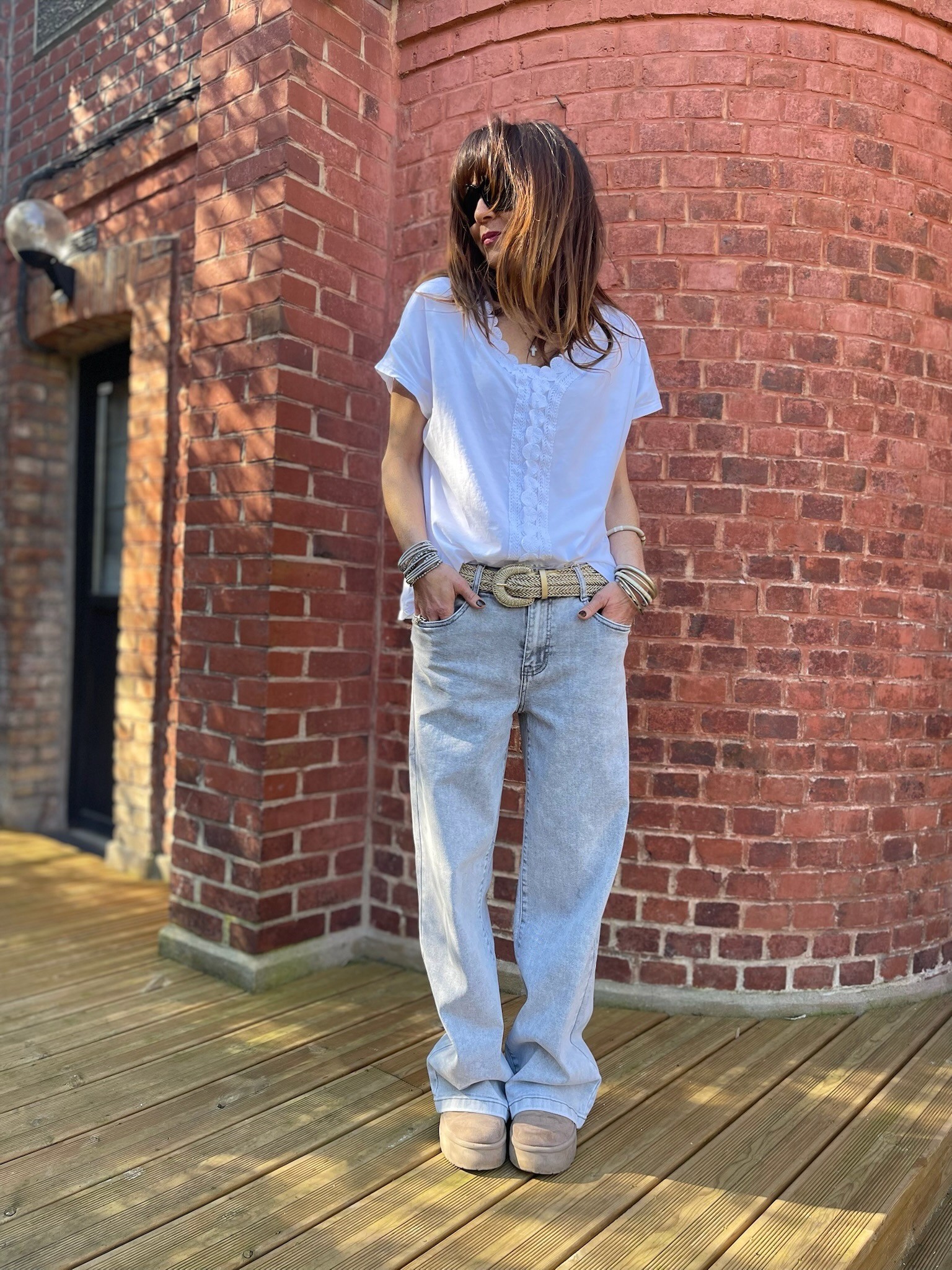 Top broderie blanc