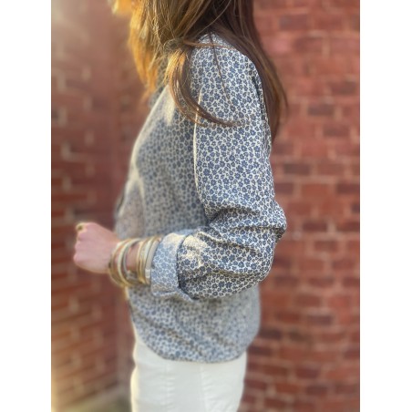 Chemise flowers marine