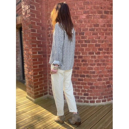 Chemise flowers marine
