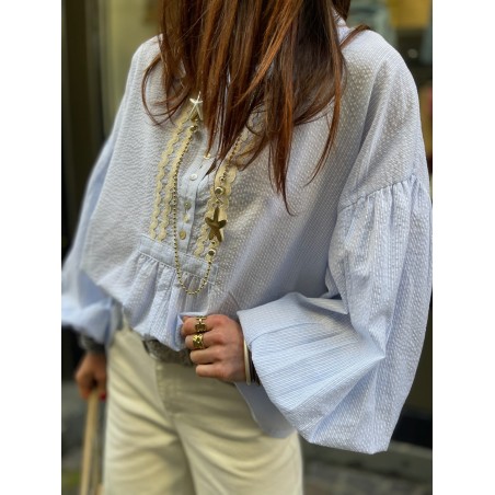 Blouse bleue rayée