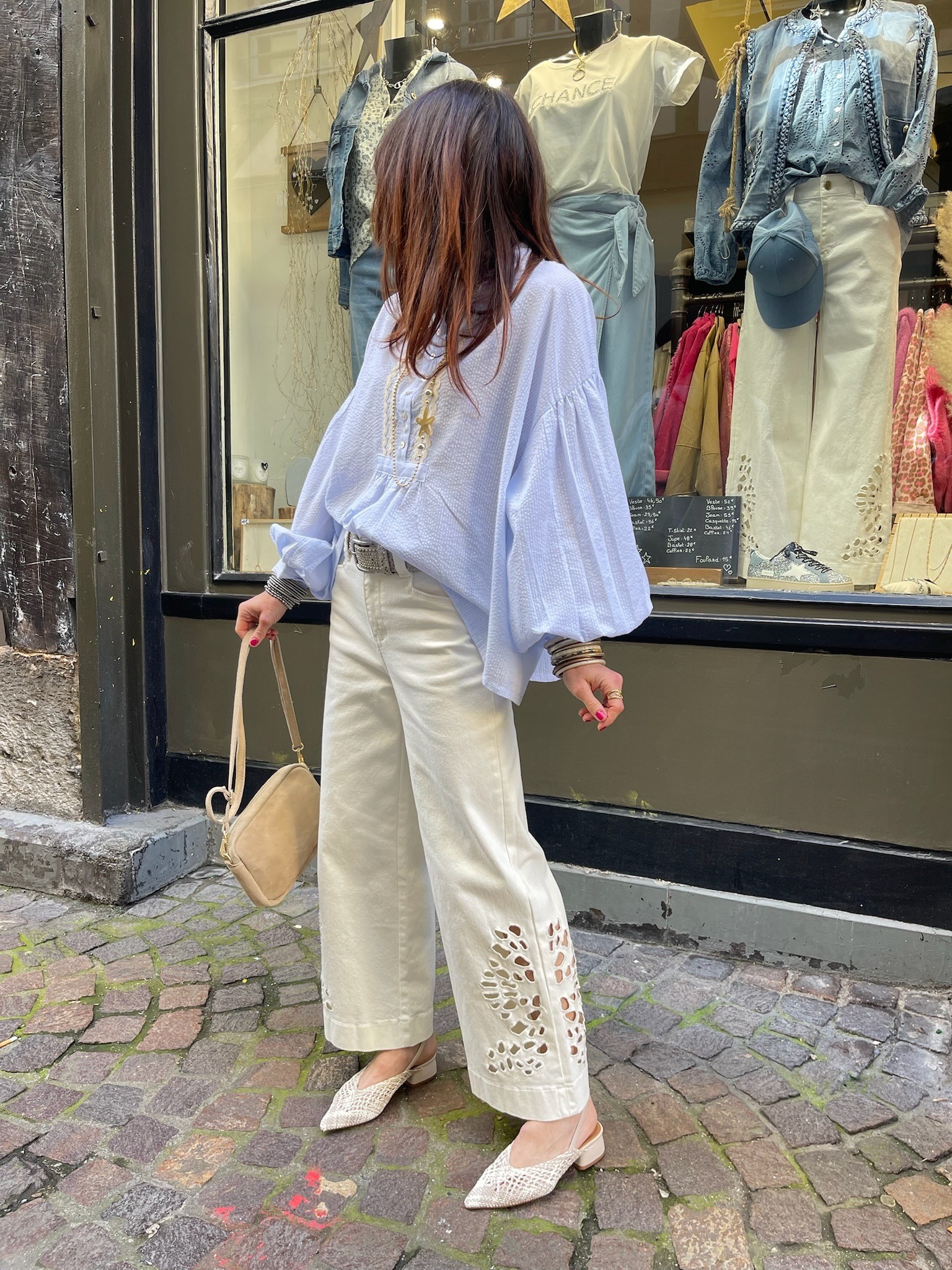 Blouse bleue rayée