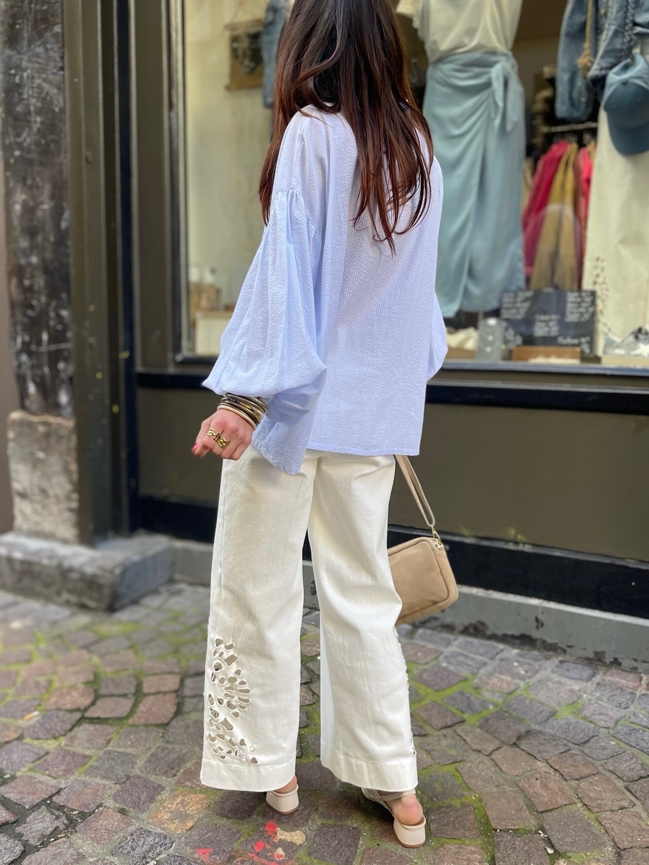 Blouse bleue rayée