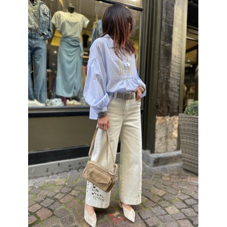 Blouse bleue rayée