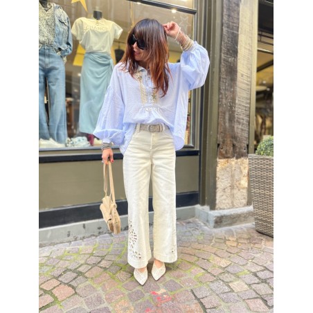 Blouse bleue rayée