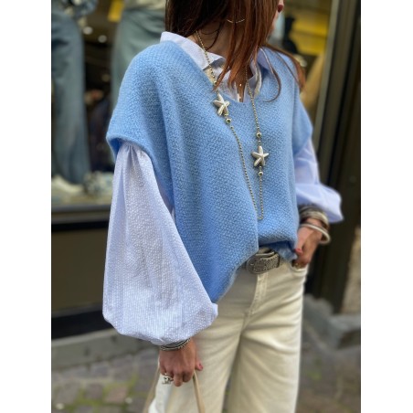 Blouse bleue rayée