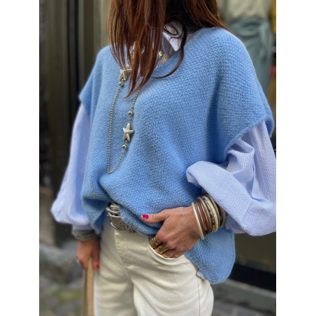 Blouse bleue rayée