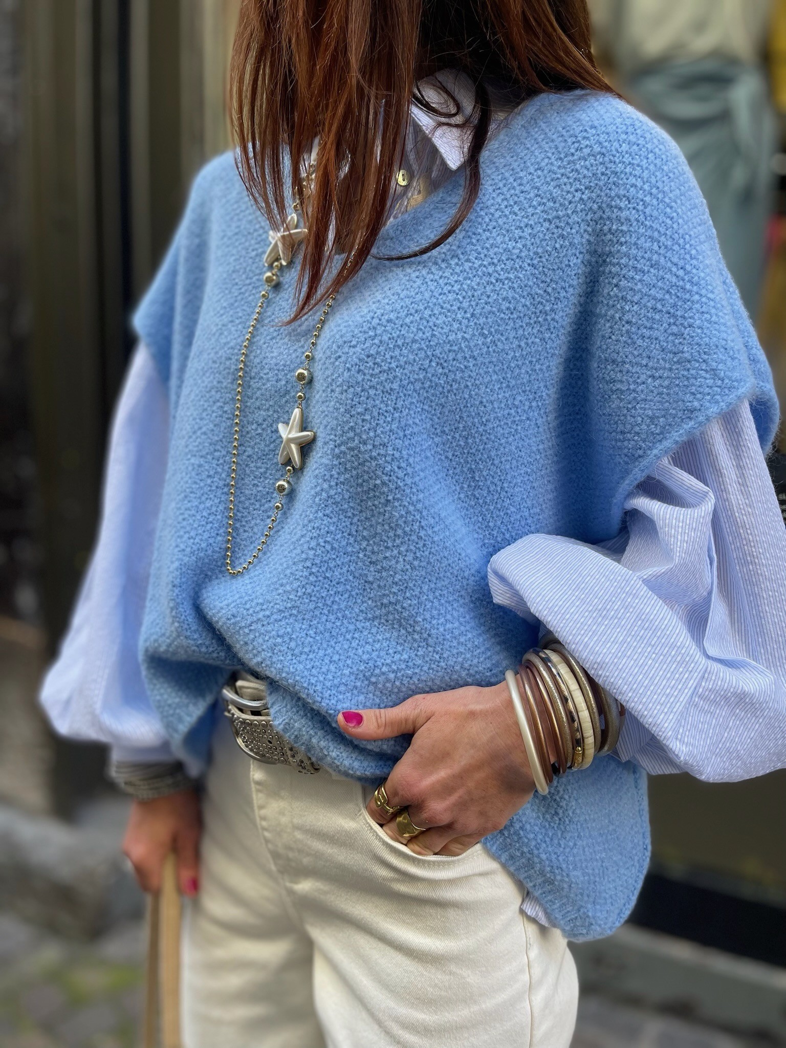 Blouse bleue rayée