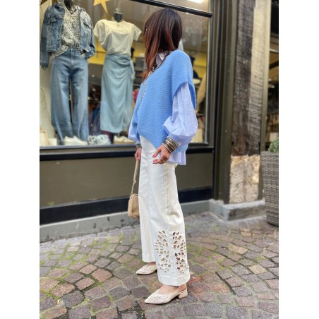 Blouse bleue rayée