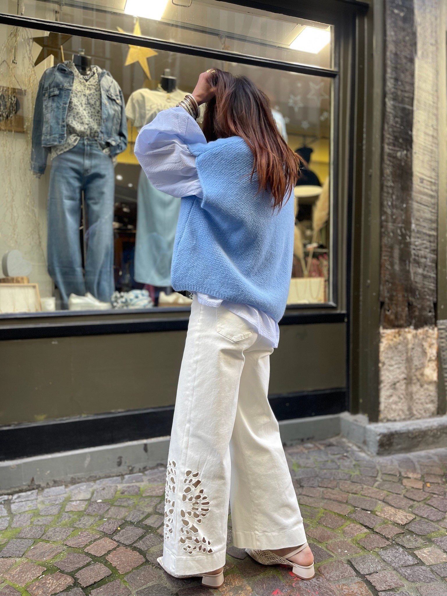 Blouse bleue rayée