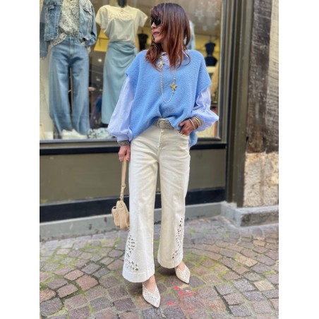 Blouse bleue rayée
