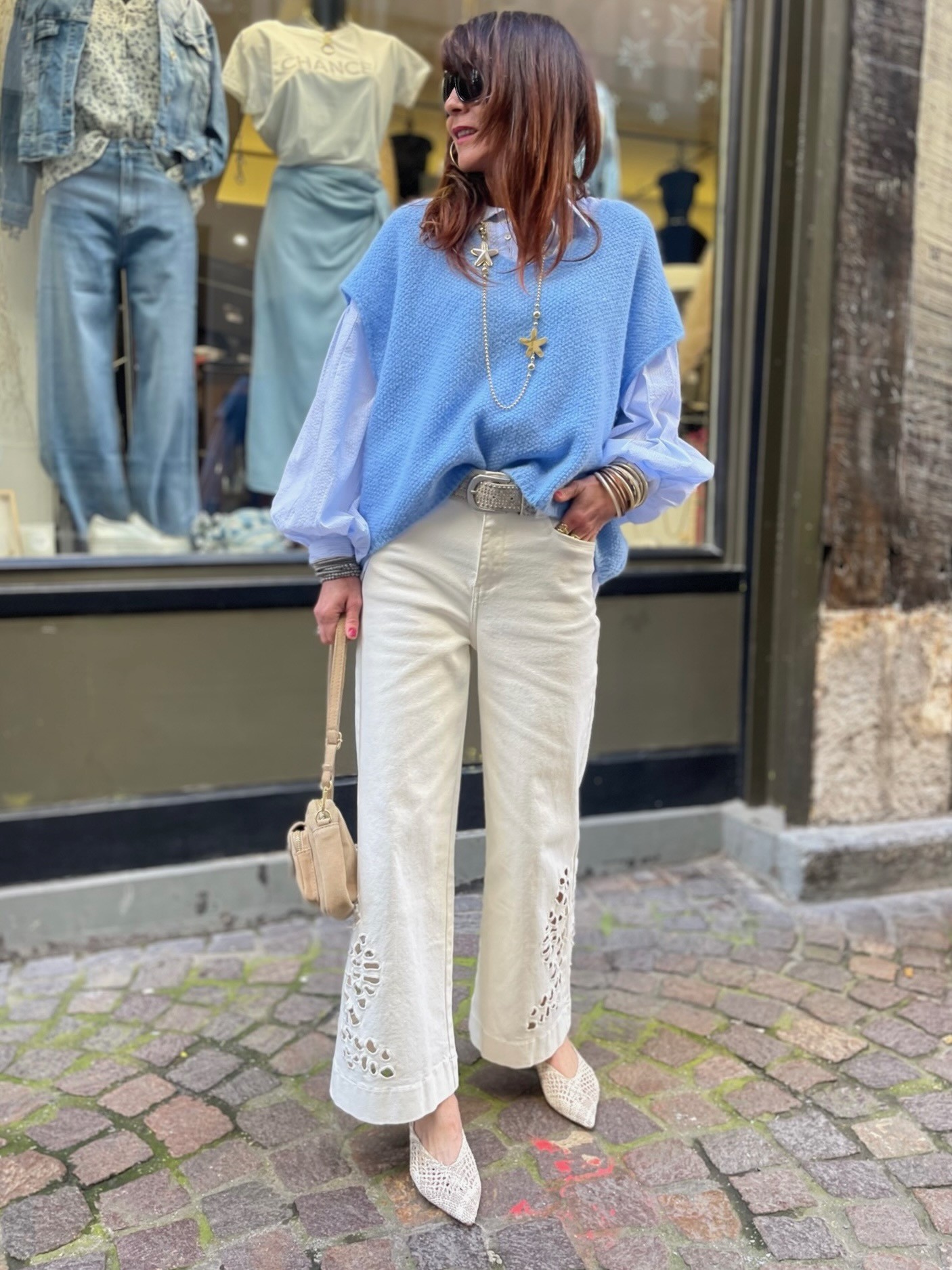 Blouse bleue rayée