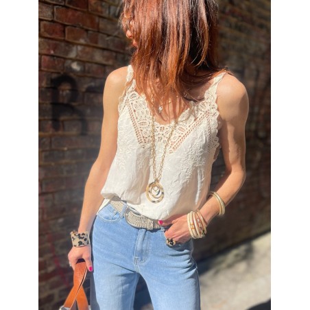Top crochet Blanc